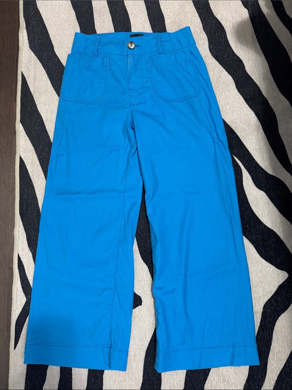 Anthropologie Bright Blue Wide-Leg Crop Pants